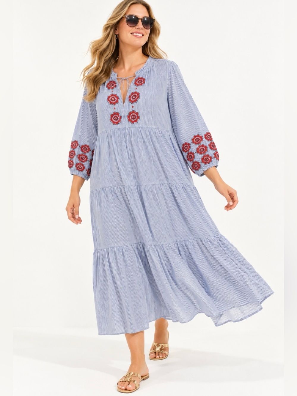NWT Tuckernuck Plus Tnuck Beach Salty Paloma Embroidered Maxi Caftan Dress XXXL